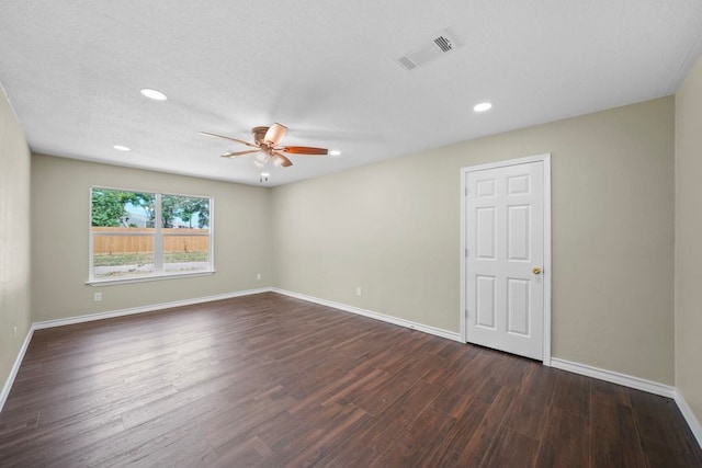 848 Nursery St, Clute, TX 77531 - spare room with ceiling fan, dark wood-type flooring, baseboards, and recessed lighting