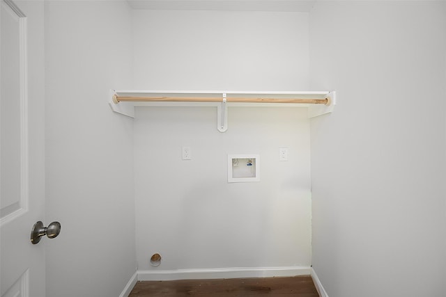 9510 Chesterfield Dr, Houston, TX 77051 - laundry area with washer hookup, baseboards, dark wood-style flooring, and hookup for an electric dryer