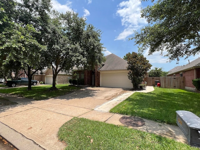 11411 Sugarbush Ridge Ln, Houston, TX 77089 - view of property hidden behind natural elements with concrete driveway, brick siding, and a garage