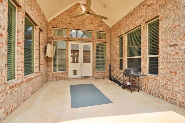 8823 Leaning Hollow Ln, Spring, TX 77379 - view of patio / terrace featuring a ceiling fan and grilling area