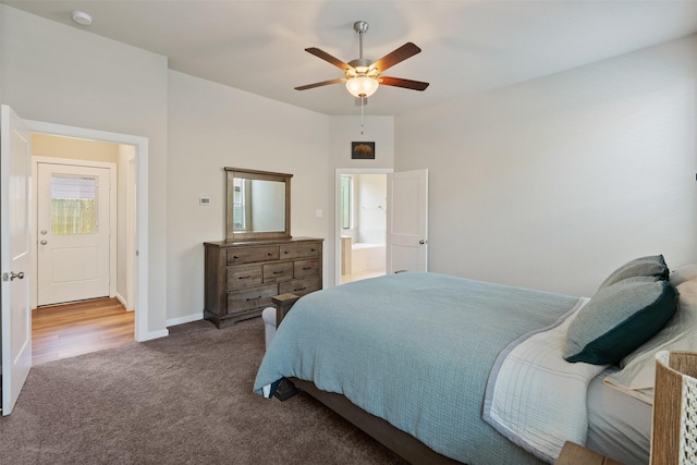 235 Crest Edge St, Montgomery, TX 77316 - carpeted bedroom featuring baseboards and a ceiling fan