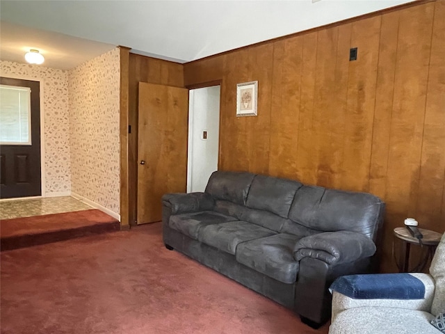 1733 Brumbelow St, Rosenberg, TX 77471 - carpeted living area featuring wood walls
