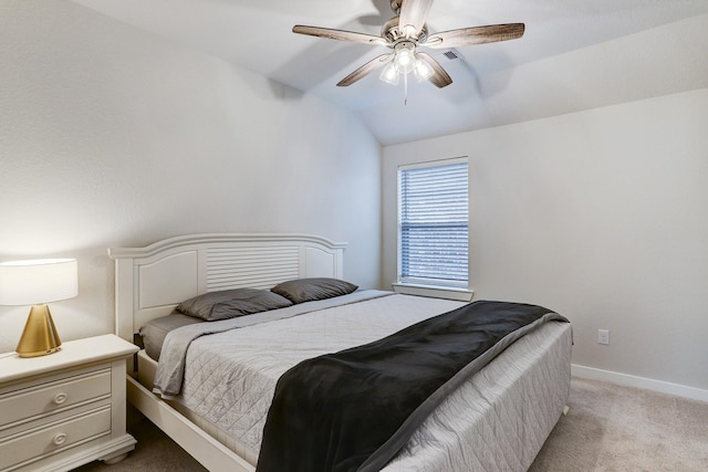 20923 Grand Surprise Ct, Cypress, TX 77433 - bedroom featuring light colored carpet, vaulted ceiling, baseboards, and a ceiling fan
