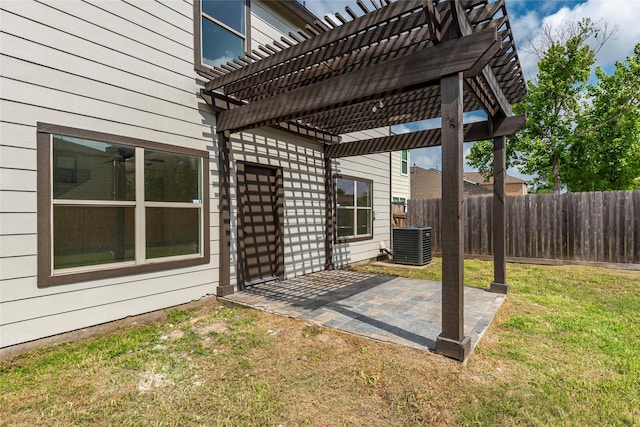 12034 Audubon Hill Ct, Houston, TX 77038 - view of patio / terrace with a pergola and central AC unit