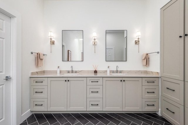 9410 Windrush Dr, Spring, TX 77379 - full bath with double vanity and tile patterned flooring