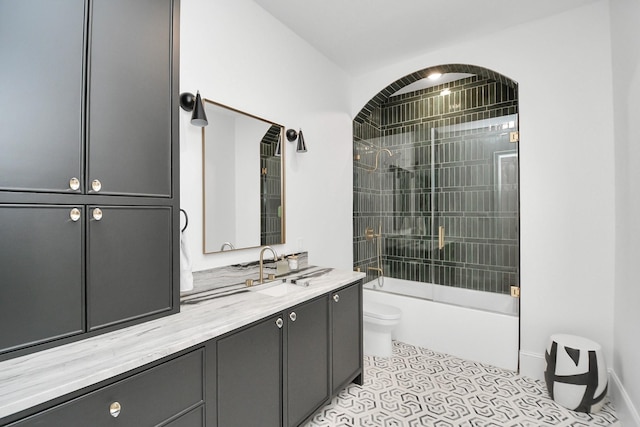 7153 Fm 1458th Rd, Sealy, TX 77474 - full bathroom with toilet, vanity, shower / bathtub combination, and tile patterned floors