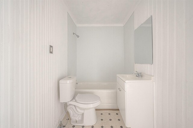 607 Speed St, Wharton, TX 77488 - bathroom with vanity, wallpapered walls, toilet, and shower / bathtub combination