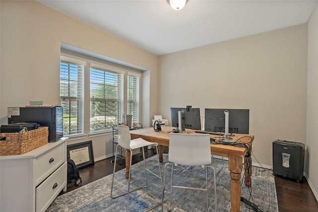 2978 Vintage Park Ln, Pearland, TX 77584 - office with dark wood-type flooring and baseboards