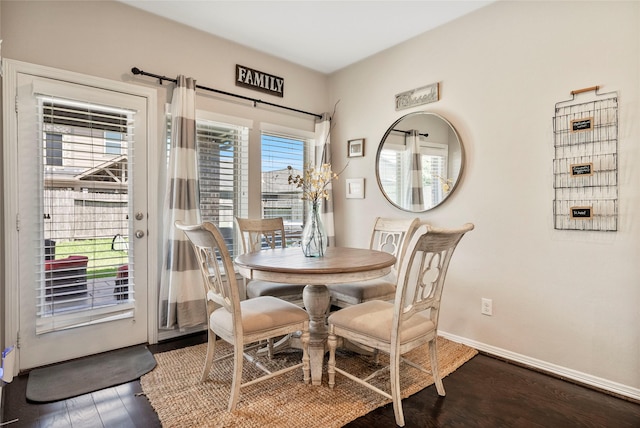 2978 Vintage Park Ln, Pearland, TX 77584 - dining room featuring dark wood-type flooring and baseboards