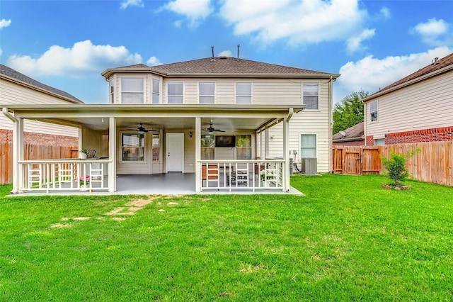14203 Coveney Dr, Houston, TX 77090 - back of property with ceiling fan, a patio, and central AC unit