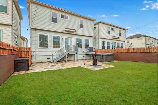 334 Yale Oaks Ln, Houston, TX 77091 - back of property featuring a hot tub, a patio, and crawl space