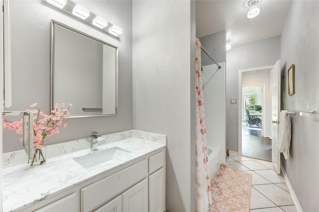 6219 Mound Airy Ct, Sugar Land, TX 77479 - full bathroom featuring vanity, tile patterned flooring, and shower / tub combo