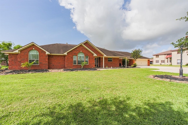 4222 Skylane Rd, Beach City, TX 77523 - single story home featuring driveway, a front lawn, and brick siding