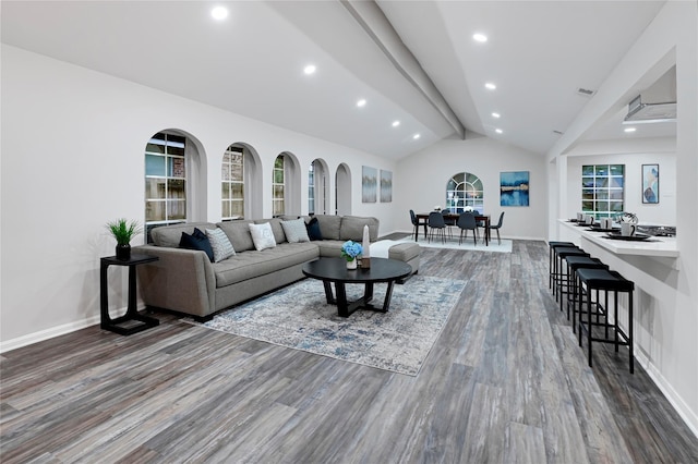 5702 Indigo St, Houston, TX 77096 - living area with dark wood-style flooring and recessed lighting