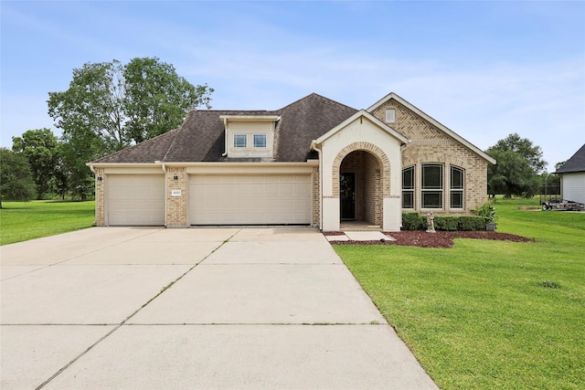 10025 Jason Ct, Beaumont, TX 77705 - view of front of home featuring brick siding, an attached garage, driveway, and a front yard