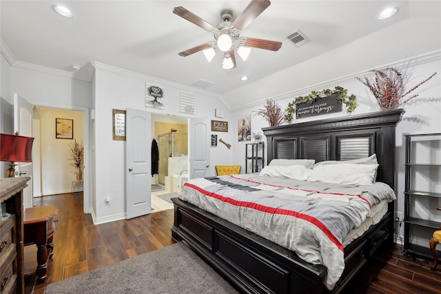 10025 Jason Ct, Beaumont, TX 77705 - bedroom with ornamental molding, wood finished floors, recessed lighting, baseboards, and a ceiling fan