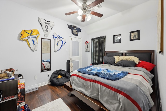 10025 Jason Ct, Beaumont, TX 77705 - bedroom with wood finished floors, baseboards, and a ceiling fan