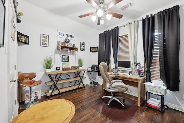 10025 Jason Ct, Beaumont, TX 77705 - office featuring ceiling fan, baseboards, and wood finished floors