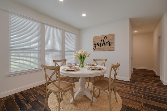 430 Seaside Sparrow Way, Richmond, TX 77469 - dining space featuring dark wood-style flooring and recessed lighting