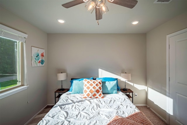 907 Crystal River Rd, Conroe, TX 77316 - bedroom featuring multiple windows, recessed lighting, and a ceiling fan