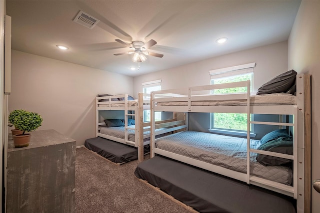 907 Crystal River Rd, Conroe, TX 77316 - carpeted bedroom with a ceiling fan and recessed lighting