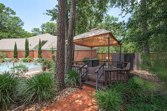 26 Skyland Pl, The Woodlands, TX 77381 - wooden terrace with a gazebo