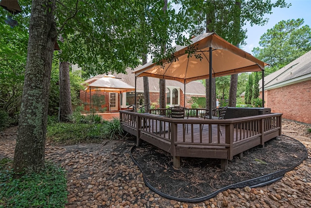26 Skyland Pl, The Woodlands, TX 77381 - wooden terrace featuring a gazebo