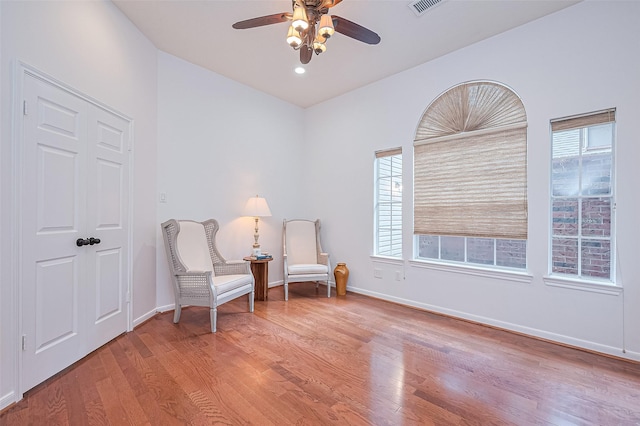 26 Skyland Pl, The Woodlands, TX 77381 - sitting room featuring wood finished floors, ceiling fan, and recessed lighting