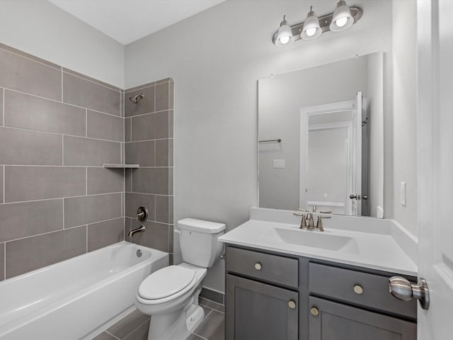 2107 Jitterbug Ln, Katy, TX 77493 - full bath featuring vanity, toilet, shower / tub combination, and tile patterned floors