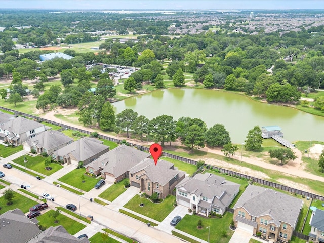 2107 Jitterbug Ln, Katy, TX 77493 - aerial overview of property's location featuring a nearby body of water and nearby suburban area