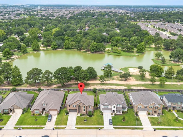 2107 Jitterbug Ln, Katy, TX 77493 - aerial overview of property's location featuring nearby suburban area and a nearby body of water