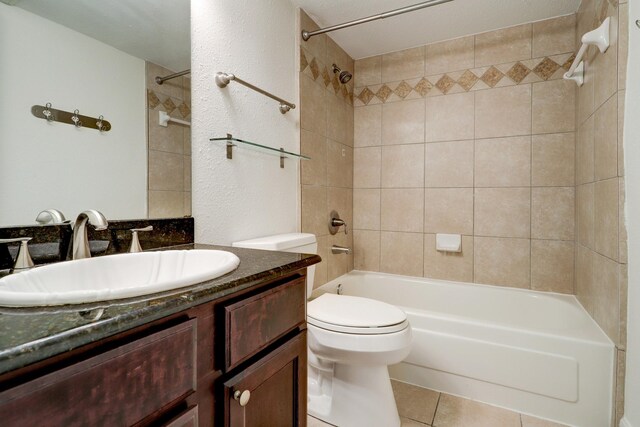 4515 Briar Hollow Pl Unit 213, Houston, TX 77027 - bathroom with vanity, toilet, shower / bathtub combination, and tile patterned floors