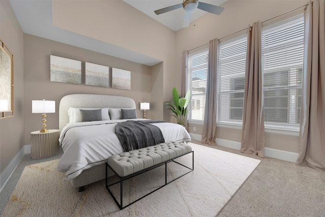 5401 Larkin St, Houston, TX 77007 - bedroom featuring baseboards, carpet flooring, and a ceiling fan