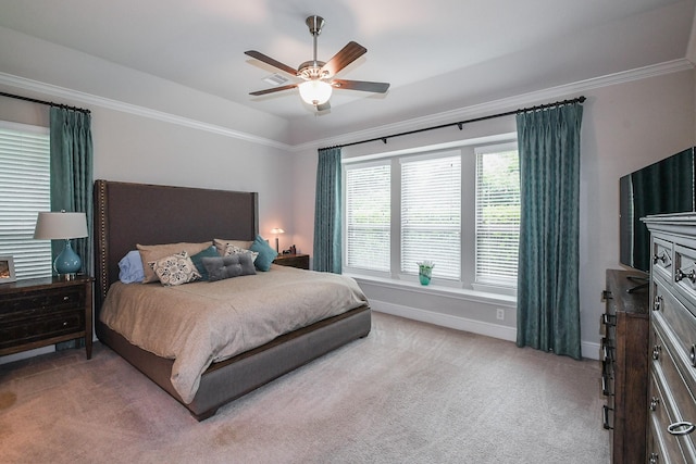 13326 Hartford Bay Trl, Cypress, TX 77429 - bedroom featuring carpet flooring, crown molding, and ceiling fan