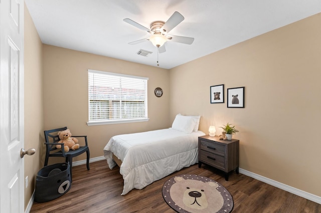 6318 Pleasant Stream Dr, Katy, TX 77449 - bedroom with wood finished floors and a ceiling fan