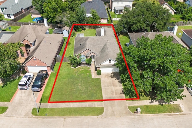 6318 Pleasant Stream Dr, Katy, TX 77449 - aerial view of residential area with property parcel outlined