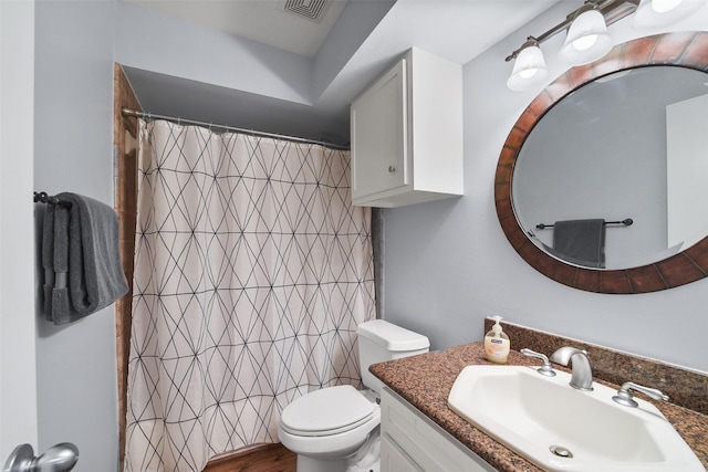 5810 Darling St Unit B, Houston, TX 77007 - full bathroom with vanity, toilet, and a shower with shower curtain