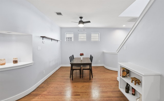 5810 Darling St Unit B, Houston, TX 77007 - dining room featuring ceiling fan, wood finished floors, baseboards, and recessed lighting