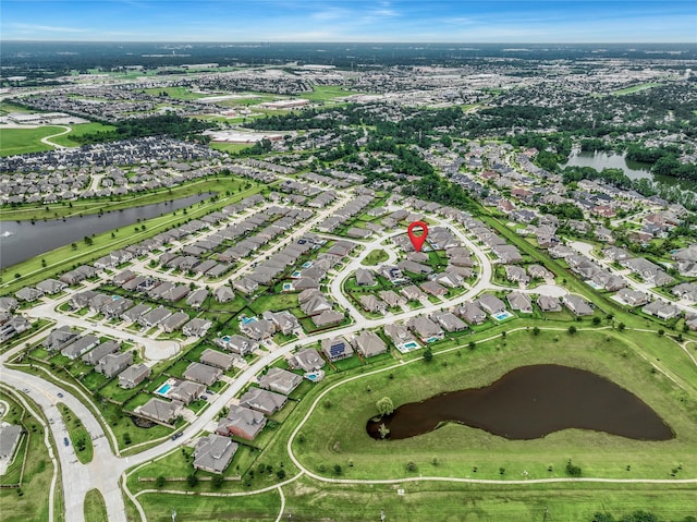 7411 Nottington Ct, Spring, TX 77379 - aerial view of property's location with a large body of water and nearby suburban area