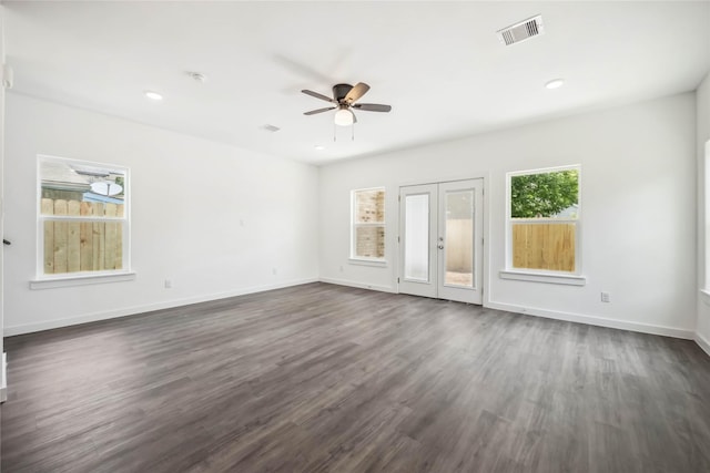 5608 Hollow Pines Dr, Houston, TX 77049 - unfurnished room with a ceiling fan, dark wood-style floors, and recessed lighting