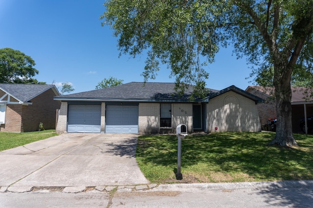 702 Meadowglen Dr, Baytown, TX 77521 - single story home featuring brick siding, a garage, driveway, and a front yard