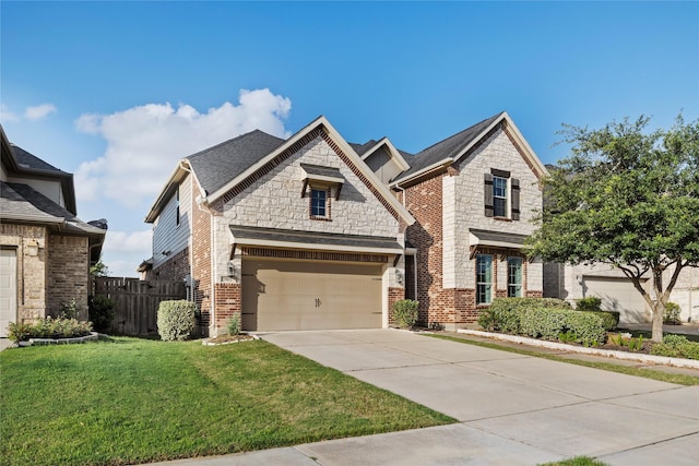 3507 Canyon Branch Ln, Fulshear, TX 77441 - view of front of house featuring driveway, a garage, brick siding, and stone siding