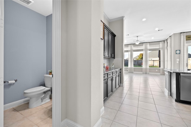 3507 Canyon Branch Ln, Fulshear, TX 77441 - corridor featuring light tile patterned flooring, recessed lighting, baseboards, and ornamental molding