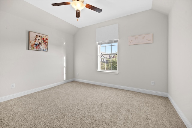 3507 Canyon Branch Ln, Fulshear, TX 77441 - spare room with vaulted ceiling, carpet floors, a ceiling fan, and baseboards