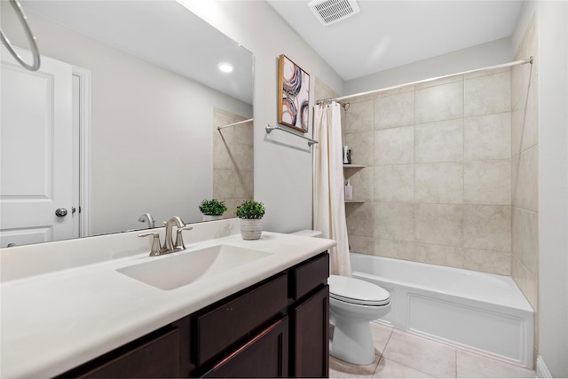 3507 Canyon Branch Ln, Fulshear, TX 77441 - full bathroom featuring tile patterned floors, vanity, toilet, and shower / bathtub combination with curtain