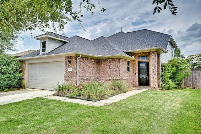 7022 Raven Cliffs Ln, Spring, TX 77379 - view of front of home with roof with shingles, brick siding, concrete driveway, and a garage