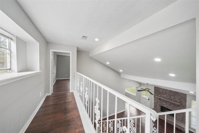 2251 Middle Creek Dr, Houston, TX 77339 - hall with wood finished floors, recessed lighting, and baseboards