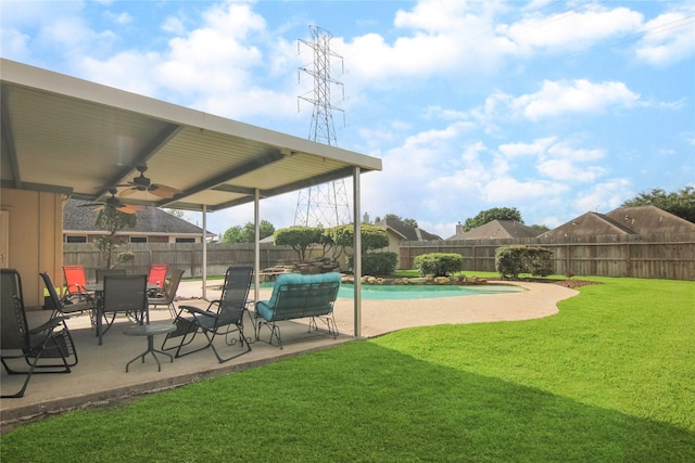 6819 Olympia Dr, Pasadena, TX 77505 - view of yard with ceiling fan and a patio area