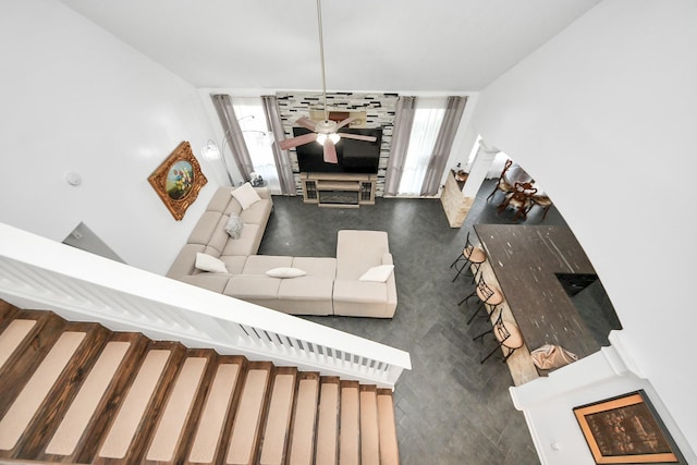 7410 Lassiter Hollow Ln, Richmond, TX 77407 - living room with a ceiling fan