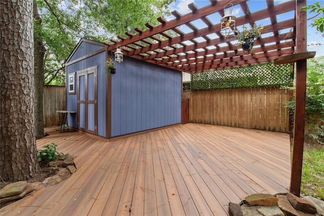 16418 Great Frst, Humble, TX 77346 - wooden terrace with a pergola and an outbuilding